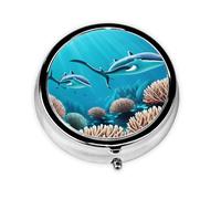 Deep Sea Whales Round Pill Box Portable Medicine Box That can be stored in a Pocket or Handbag