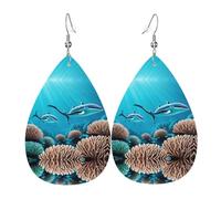 Deep Sea Whales Teardrop-shaped leather earrings are a luxurious and fashionable accessory suitable for women, showcasing individual charm.