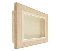 Deep Shadow Box Frame 3D Display in Solid Oak Wood, Pine Box (Antique Cream Mount / Antique Cream Backing, 22x22" Acrylic (20x20" Display), 3.5" Deep)