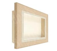 Deep Shadow Box Frame 3D Display in Solid Oak Wood, Pine Box (Antique Cream Mount / Cream Backing, 13x13" Acrylic (11x11" Display), 2.75" Deep)