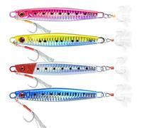 Deep Sinking Sea Fishing Lures, LULUWA 4pcs 60g/80g/100g/120g/150g/180g Hard Metal Sea Spinner Fish Bait for Tuna Salmon Grouper & Jigging Lure (13.2cm-180g-4pcs)