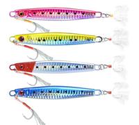 Deep Sinking Sea Fishing Lures, WASAGA 4pcs 60g/80g/100g/120g/150g/180g Hard Metal Sea Spinner Fish Bait for Tuna Salmon Grouper & Jigging Lure (11.0cm-100g-4pcs)