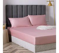 Deep Size Bed Sheets,bed sheet single cotton silk satin sheet bed cover non-slip mattress protector for double king-_pink_135cmx200cm*25cm