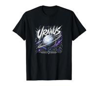 deep Solar Space Uranus Planet Ringed World Astronomy Value Graphic T-Shirt, Men, Black, M