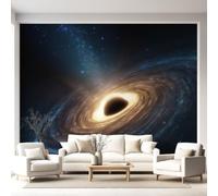 Deep Space Sci-fi Celestial Body Wall Murals for Living Room Bedroom 356 x 256 cm(W x H) Wall Murals Black Hole Beam of Light Textured Wallpaper for Kitchen Office Kids