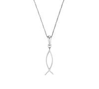 Deep sterling silver ichthys fish pendant - 16 Inches