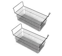Deep Storage Metal Wire Chest Freezer Bins for Fruits and Snacks, 2Pcs Stackable Organizer Baskets for Kitchen Shelves and Countertops, Black (L63cm X W27cm X H29cm(9cm Handle))