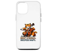 Deep Strings. Deeper Naps. Cello Cat Music Humor Case for iPhone 12/12 Pro