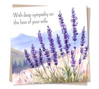Deep Sympathy Card on Loss of Wife - Flowers, Watercolour, Lavender, Nature - Grief, Condolonces, Loss of Partner, Widower - For a Friend, Best Friend, Widower, Relative