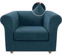 Deep Teal 2 Seater Sofa Cover with Armrests Stretchable Non Slip Chesterfield Design 2 Separate Seat Covers Universal Fit for Modern Living Rooms