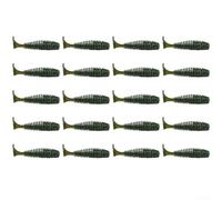 Deep Thread T Tail Soft Lure 20 Pack For Bass Trout Fishing With Realistic Swimming Action And Slow Sink Rate(4.5 Cm Dark Green)