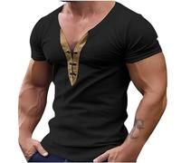 Deep V Neck T Shirt for Men Low Cut Stretch Tee Invisible Vee Top Short Sleeve t Shirts for Men UK Clothing Tops Plain Cotton Blend tee Shirts Quality Gym Work Men’s t-Shirts, Casual Classic tees