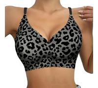 Deep V Push-Up Seamless Wireless Jelly Bra Leopard - Bralettes Tops for Women Sexy The Ultimate Comfort Bra Slim Strap Max Control Lift Up Full Coverage Bras Sleep Bralettes Lightweight Bras Black