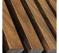 Deep Walnut Slat Wall Panel - Fllow - Pack Of 2 Panels, 30X30 Cm Each