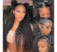 Deep Water Wave Lace Front Wigs Human Hair 13x4 HD Transparent Lace Front Human Hair Wigs Pre Plucked Brazilian Unprocessed Virgin Human Hair Wigs For Black Women Glueless Wigs 180 Density 26 Inch