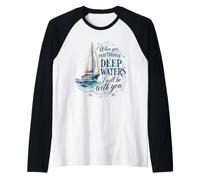 Deep Waters Isaiah 43 Christian Faith Bible Verse Sailboat Raglan Baseball Tee