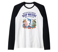 Deep Waters Isaiah 43 Christian Faith Bible Verse Seaside Raglan Baseball Tee
