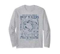 Deep Waters Isaiah 43 Seaside Christian Faith Bible Verse Long Sleeve T-Shirt