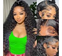 Deep Wave 13 x 4 Lace Front Wig Human Hair 180% Density Real Hair Wig Deep Wave Glueless Wig Human Hair for Women Real Hair Wig (Deep Wave Human Hair Wig, 24 Inches)