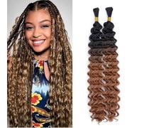 Deep Wave Bulk 2 Packs Ocean Crochet Hair Deep Wave Braiding Long Curly Crochet Hair for Boho Braids (OT1B/30, 20in)