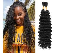 Deep Wave Bulk 2 Packs Ocean Crochet Hair Deep Wave Braiding Long Curly Crochet Hair for Boho Braids (1B#, 22in)