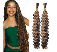 Deep Wave Bulk 2 Packs Ocean Crochet Hair Deep Wave Braiding Long Curly Crochet Hair for Boho Braids (P4/27, 22in)