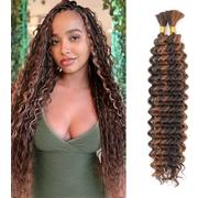 Deep Wave Bulk Hair for Braiding 18 inch No Weft Deep Wave Bundles Curly Braiding Hair Extensions for Boho Braids 2 Braids per Pack P4/30# 22 inch 1 Pack