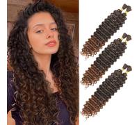 Deep Wave Bulk Hair for Braiding 18 Inch No Weft Deep Wave Bundles Curly Braiding Hair Extensions for Boho Braids and Wavy Braiding Hair 2 Braids per Pack (T30#, 18 Inch (3 Pack))