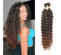 Deep Wave Bulk Hair for Braiding 18 Inch No Weft Deep Wave Bundles Curly Braiding Hair Extensions for Boho Braids 2 Braids per Pack T30#-009 22 Inch 1 Pack