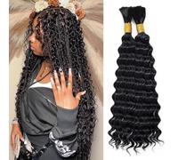 Deep Wave Bulk Human Braiding Hair for Boho Braids 100% Human Hair Unprocessed Brazilian Curly Human Hair for Human Hair Extensions 2 Braids Per of 1 pack 100g 24 Inch Human Hair for Micro braiding