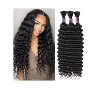 Deep Wave Bulk Human Braiding Hair Unprocessed No Weft Remy Hair Extensions for Boho Braids(24 26 28)