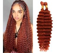 Deep Wave Bulk Human Hair for Braiding Deep Wave Human Micro Braids 100% Unprocessed Brazilian No Weft Human Hair for Boho Braids (350#, 18Inch 100g(50gx2Bundles))