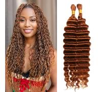 Deep Wave Human Braiding Hair 100% Unprocessed Brazilian No Weft Bulk Human Hair for Braiding 18in #30