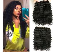 Deep Wave Human Hair Bundles for Black Women 100% Brazilian Virgin Machine Made Double Weft Curly Weave Bundles Human Hair 14 14 14 Inch Total 300g Natural Color Can Be Dyed