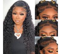 Deep Wave Lace Front Wigs Human Hair 220% Density HD Deep Curly Human Hair Wig for Women 13 x 4 Deep Wave Frontal Wig Pre Plucked With Baby Hair 76.2 cm