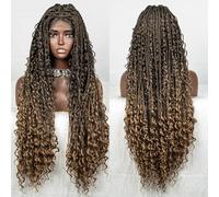 Deep Wave Lace Front Wigs Human Hair, Ladies Braided Headdress Revolutionary Lace Wig(Brown)