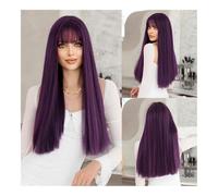 Deep Wave Lace Front Wigs Human Hair, Purple long straight hair for ladies everyday party wig Natural straight fringe wig,Purple