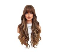 Deep Wave Lace Front Wigs Human Hair, Wig Golden dyed long curly hair big wave band bangs chemical fiber headgear Wavy Wigs