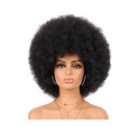 Deep Wave Lace Front Wigs Human Hair, Women's Headgear Explosive Head Small Roll Simulation Fluffy Soft Short Curly Hair Wig Headgear(Black)