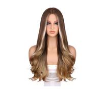 Deep Wave Lace Front Wigs Human Hair, Women'S Wig Two-Color Gradient Air Bangs Big Wave Long Curly Hair High Temperature Silk Chemical Fiber Full Head Cover
