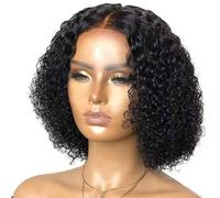 Deep Wave Short Wig, Brazilian Curly Virgin Human Hair Wigs Short Bob Curly Wig Front Closure Short Wigs Black