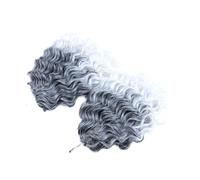 Deep Wavy Hair Synthetic Afro Curly Crochet Braids 10 Inches Braiding Extension Elegant or Chic Look(Grey+White)