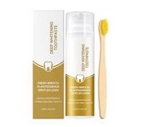 Deep Whitening Plant Essence Pump Toothpaste 100g, Stain Removal Brightening Toothpaste for Yellow Teeth, Long Lasting Fresh Breath with Free Soft Bamboo Toothbrush for Daily Home Use