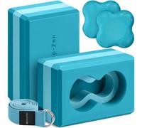 Deep-Zen Yoga Blocks for Wrist; 2 Pack with Knee Pads and Strap to Put Less Weight on Wrists; Durable and Versatile Brick Exercise Set