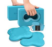 Deep-Zen Yoga Blocks for Wrist; 2 Pack with Knee Pads and Strap to Put Less Weight on Wrists; Durable and Versatile Brick Exercise Set