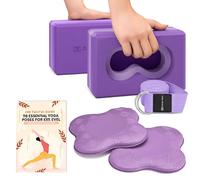 Deep-Zen® Yoga Blocks Wrist Support; Yoga Blocks 2 Pack with Knee Pads and Strap to Put Less Weight on Wrists; Durable, Versatile Yoga Brick Exercise Block Set, Blocks Yoga (Set of 3)