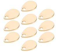 DEEPCRAFF 10pcs Teardrop Brass Charm for DIY Jewellery Making and Crafting | Flat Gold Plated Blank with Hole, Polished Finish, Modern Elegant Style for Engraving and Stamping
