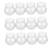 DEEPCRAFF 12pcs Plastic Succulents Plants Holder round Shape for Hydroponic Planting and Easy Cleaning, Modern Desktop Planter Suitable for DIY Micro Landscape and Office Decoration