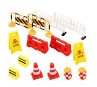 DEEPCRAFF 14-piece Mini Traffic Cones And Road Signs Set for Kids - Educational Street Barricade Toys - Construction Site Simulation Play Accessories