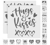 DEEPCRAFF 16 Sheets Reusable Wall Painting Stencil with Hollow Heart Pattern Made of Sturdy Pet Material Washable for DIY Painting Projects and Handmade Fun